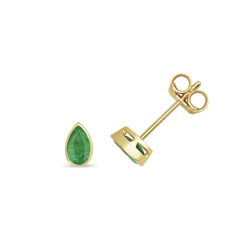 Emerald Pear Rubover Studs